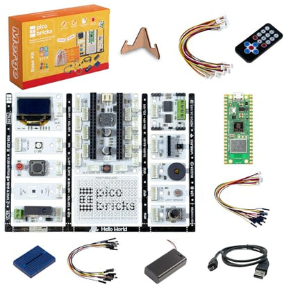 PicoBricks Raspberry Pi Pico W Starter Kit with 12 Detachable Sensors and Extensive Learning Guide, DIY Coding Kit, Raspberry Pi for Kids - size: Base Kit