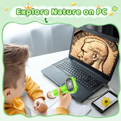 Leipan Pocket Microscope for Kids, 2'' IPS 1080P Magnifier with Light