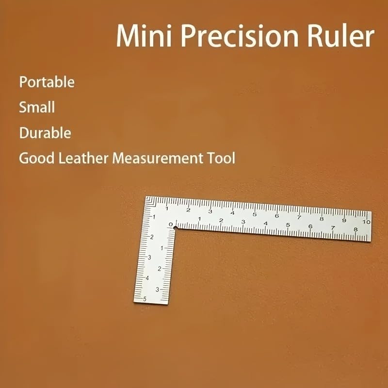 2Pcs Precision Stainless Steel L-Shaped Ruler, Double-Sided High Accuracy Measuring Tool for Leather Craft & DIY Projects