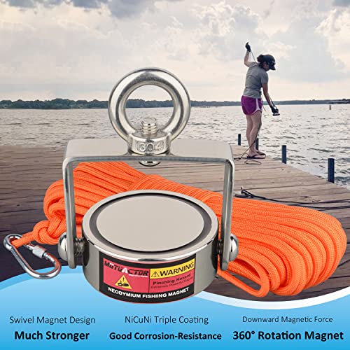MUTUACTOR 960lbs Φ2.36'' Double-Sides Heavy Duty Swivel Magnet Fishing Kit - style: 960lb Swivel Magnet (Double Sided)--Φ 2.36"