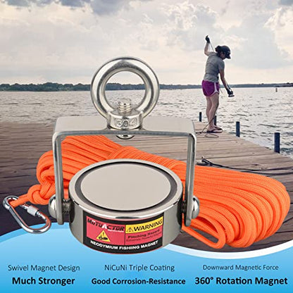 MUTUACTOR 960lbs Φ2.36'' Double-Sides Heavy Duty Swivel Magnet Fishing Kit - style: 960lb Swivel Magnet (Double Sided)--Φ 2.36"