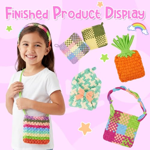 1000 PCS Loom Refill Loops, 10 Colors Loops Bands Nylon for 7-10 Inch Weaving Looms, Elastic Refill Loops Potholder Loom Kit Art and Crafts DIY Supplies for Adults Teens (Bright Series) - color: Bright Series