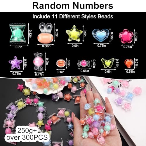 ZLFSRQ Acrylic Candy Beads 250g Assorted Kandi Beads for Jewelry Making