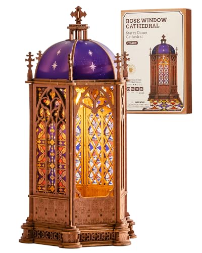 Rolife 3D Wooden Puzzle - Starry Sky Dome Cathedral Architecture Model with LED Lights, DIY Craft Building Kit for Adults, Unique Home Decor & Birthday for Hobbyists - style: Starry Sky Dome Cathedral