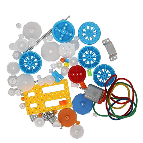 Fielect 50Pcs Plastic DC Motor Gears Kit - DIY Robot Gear Assortment Accessories Set with Various Axle Belt Bushings - color: 50pcs