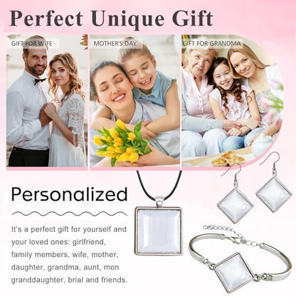 Pendant Trays Kit with Cabochon Glass - color: 7-Square 01
