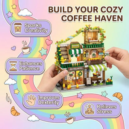City Street View Building Blocks, Modular Architecture Model - color: Verdant Mocha