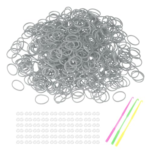 MECCANIXITY 1800 Pcs Loom Rubber Bands Kit with 75 Pcs S-Clips 3-Hooks Rubber Bands Refill Bracelet Making Kits for Weaving DIY Handcrafts Gift, Gray - color: Gray