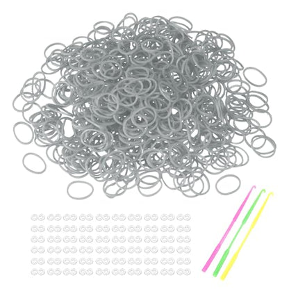 MECCANIXITY 1800 Pcs Loom Rubber Bands Kit with 75 Pcs S-Clips 3-Hooks Rubber Bands Refill Bracelet Making Kits for Weaving DIY Handcrafts Gift, Gray - color: Gray