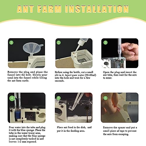 ELNMLHT Ant Farm Castle, Ant Farms with Yellow Sand and Tool Kit, Ant Colony Observation Kit, Ant Viewing Habitat Science Kit, Educational & Learning Science Kit for Kids, Adults, Student - color: Ant Farm a