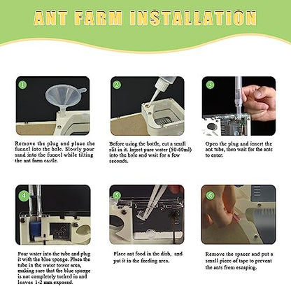 ELNMLHT Ant Farm Castle, Ant Farms with Yellow Sand and Tool Kit, Ant Colony Observation Kit, Ant Viewing Habitat Science Kit, Educational & Learning Science Kit for Kids, Adults, Student - color: Ant Farm a