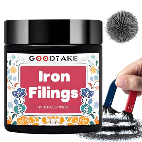 GOODTAKE Iron Filings, Iron Shavings, Iron Powder, Magnetic Powder, Iron Oxide Powder, Metal Shavings, Magnetic Sand Ideal for Science Experiments, Educational Projects Magnetic Studies (8 Ounces) - size: 8 Ounces