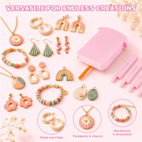Polymer Clay Roller Guide Set with 12 Sliders, 6 Thickness Sizes, Tube Hoop Guide & Bead Roller Tool for Uniform Strips, Clay Snakes, Twisted Hoop Earrings and Jewelry Making