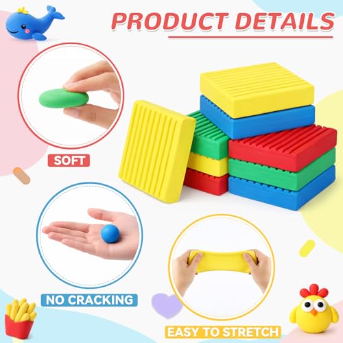 Syhood 30 Pcs 42oz Colorful Reusable and Non Drying Modeling Clay Bulk Plastilina Modeling Clay Gift Set for DIY Sculpting Classroom Arts and Crafts Projects Play - color: Blue, Green, Yellow, Red