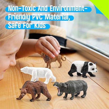 15 Wild Animal Figurines for Kids, Plastic Safari Animal Toys Tiny Portable Jungle Creature Figures Playset Montessori Toys Educational Game for Homeschool Preschool Toddler Kids - style: Wildlife (excluding cards)