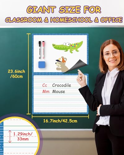 Gotoofun Giant Magnetic Draw & Write Paper, Dry Erase Handwriting Chart, Lined Paper for White Board Accessories, Classroom Teacher Must Haves, Elementary, Essential Homeschool Teaching Supplies - color: Draw & Write
