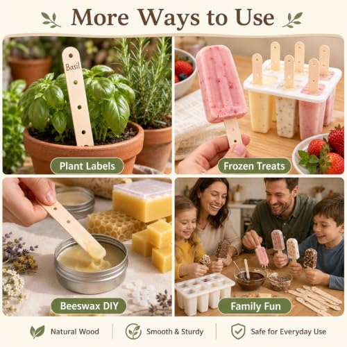 Wooden Craft Sticks with Holes,250 Pcs Pop Wood Slats for Kids DIY Model Building, Pre-Drilled Wooden Sticks for STEM School Projects