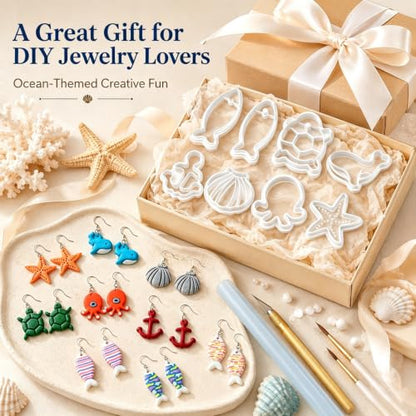 9PCS Ocean Theme Polymer Clay Cutters for Earrings - color: Marine Animals