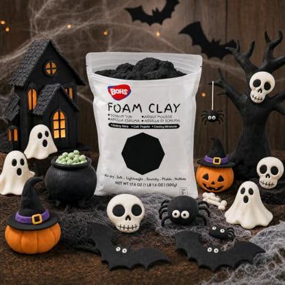 BOHS Foam Clay, Black Air Dry Modeling Clay, 3.3 lb, 3-Pack - color: Black, size: 1500 g