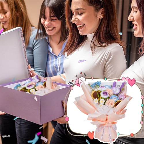 INFUNLY Mixed Bouquet Crochet Kits for Beginners Complete Flower Bouquet Crochet Kits for Adults Starters with Instruction and Video Tutorials Crochet Kit Gift for Mother's Day Wedding Birthday - style: Mixed Flowers