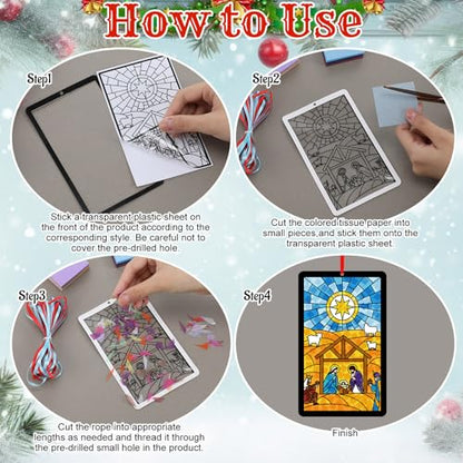 Tinlade 32 Set Nativity Scene Suncatchers Crafts Christmas DIY Activities - style: Nativity