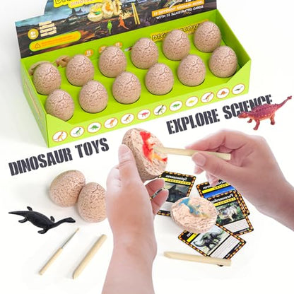 Dinosaur Eggs-Dig a Dozen Dino Egg Kit for Kids - Dinosaur Toys Gift for Boys 3-12 Year Old -12 Dino Eggs Dig Excavation Kit- Stocking Stuffers STEM Activities-Party Gifts for Boys & Girls