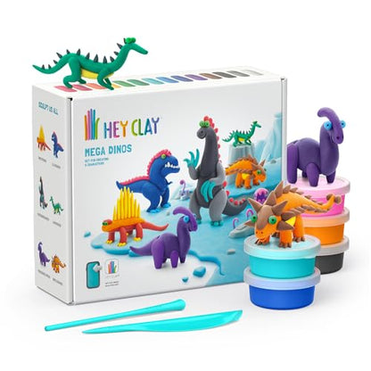 HEY CLAY Mega Dinos Modeling Air Dry Clay for Kids 4-8 Art & Craft Kit Gift - color: Mega Dinos