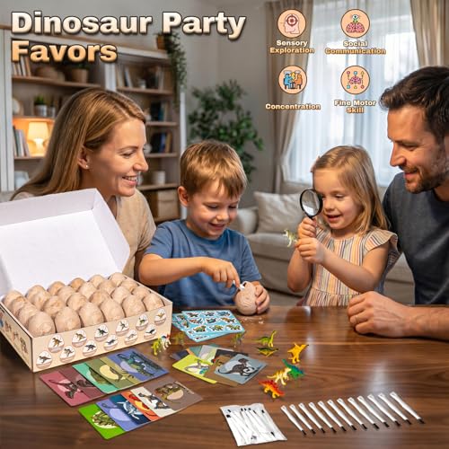Dinosaur Eggs Digging Kit, Dino Party Favors for Kids Age 3-12 (Pack of 24) - color: 24 Dinosaur Eggs