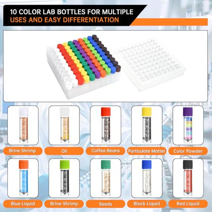 100pcs 2ml vials with caps Plastic Cryogenic Test Tubes with caps lab cryovial Tube Container cryovials with 30pcs 3ML Dropper Pipette (100pcs 2ml Test Tube) - size: 100pcs 2ml test tube
