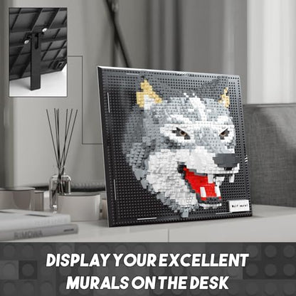 3D Wolf Animal Wall Art Micro Mini Building Blocks Set for Adults, No Compatible with Lego, Unique Table Display & Home Wall Decor, Creative Toy Gift for Chritsmas Birthday (2214 PCS) - style: Wolf