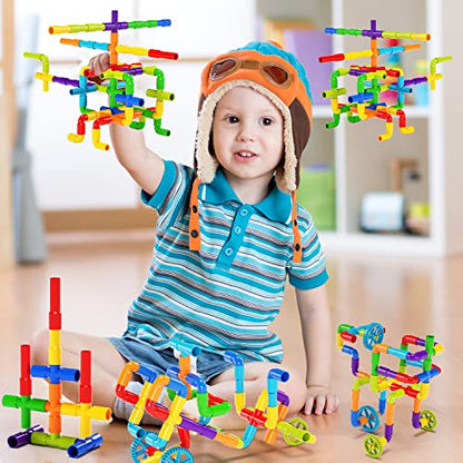 burgkidz STEM Tube Building Set: 188 Pcs Build Cars w/Wheels & Tub - color: Multicolored