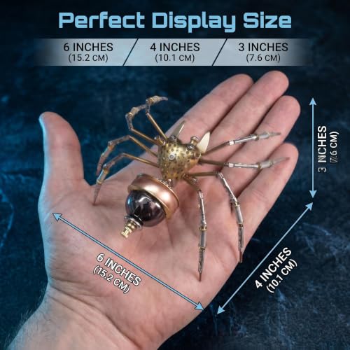Steampunk 3D Metal Spider Puzzle 140+ Pcs Mechanical DIY Assembly Model Kit 2-3 Hrs Screw Build Unique Desk Decor Birthday for Men Teens(Jumping Spider) - style: Jumping spider