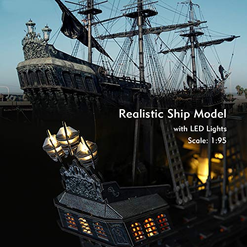 CubicFun 3D Puzzles Queen Anne's Revenge Pirate Ship Puzzle Kit, 340 Pieces - style: 1/95 LED Queen Anne's Revenge