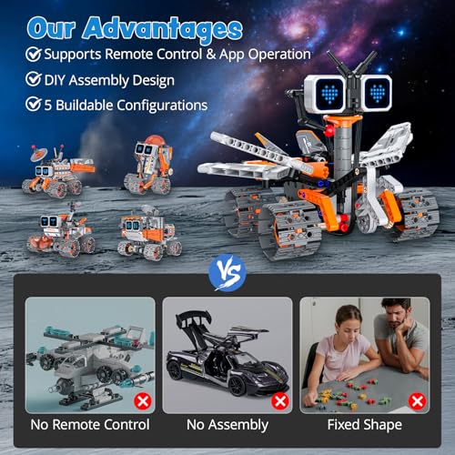 Robot Building Kit for Kids 8-12 STEM Coding Robot Toy 5-in-1