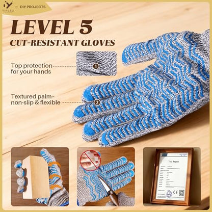 YIPLED Beginners Wood Carving Kit, Whittling Tools, Basswood & Gloves