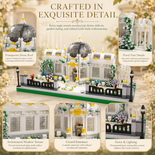 Neoclassical Garden Square Micro Mini Building Block Set - color: White