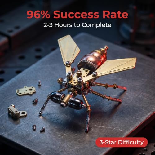 3D Metal Model Kits Puzzle for Adults Steampunk 160+ Parts Assembly DIY Electric Mechanical Insect Fly Christmas & Birthday Gift for Father Men Teens (Fly) - style: Fly