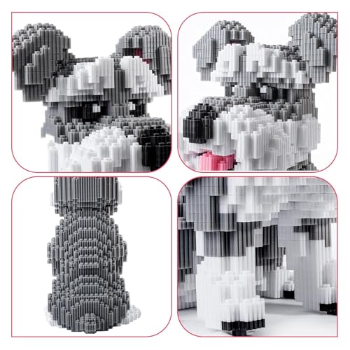 Schnauzer Dog 7100 Piece Micro Building Blocks Set for Teens & Adults Advanced 3D Construction Kit, STEM Fine-Motor Skill Toy, Birthday &, Family Indoor Creative Play - color: Schnauzer Dog
