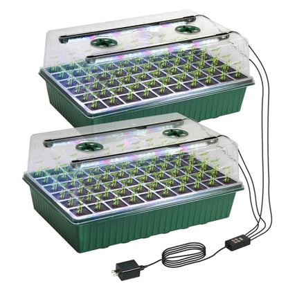 TONYFUL Seed Starter Tray with Grow Light, 120-Cell Seed Starter Kit with 4.07” Humidity Dome, Indoor Seedling Starter Tray, Seed Starting Tray for Plant Germination, Seeds Growing