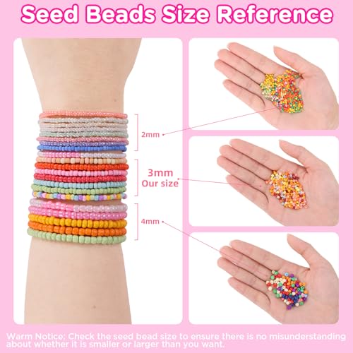 Funtopia 120 Colors 3mm 37000pcs+ Seed Beads for Jewelry Making Bracelets - size: 3mm