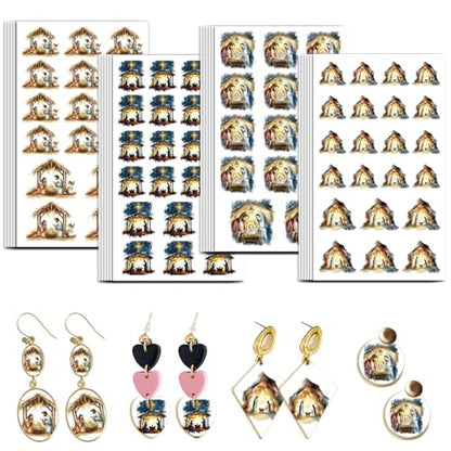 OLYCRAFT 24Pcs Christmas Clay Transfer Paper 4 Styles Transfers Paper for Polymer Polymer Transfer Sheets Clay Transfers Stickers Small Ceramic Decals for Earrings Jewelry Making - style: Christmas