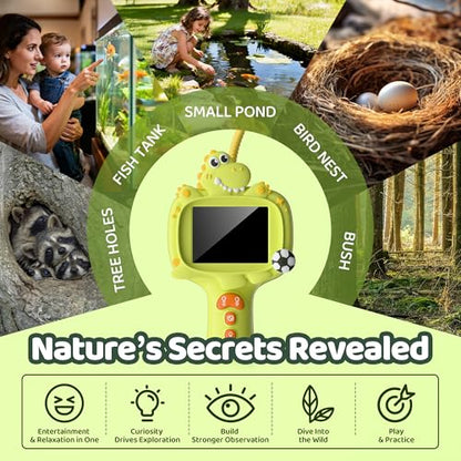 Kids Dinosaur Borescope Snake Camera with Light - color: Green