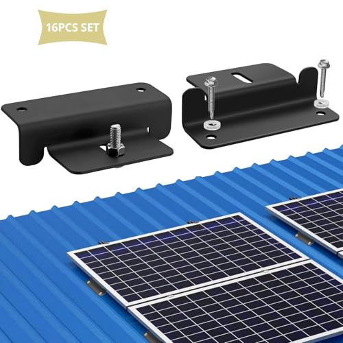 Anbte 16PCS Solar Panel Z Bracket, Solar Mounting Kit for RV, Roof, Black - color: black（16PCS）