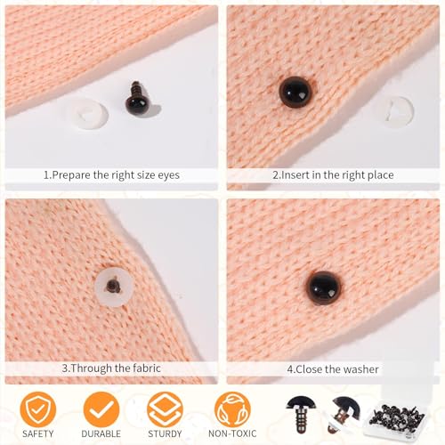 MUCUNNIA 80pcs 10mm Brown Safety Eyes for Crocheting with Washers - size: 10mm