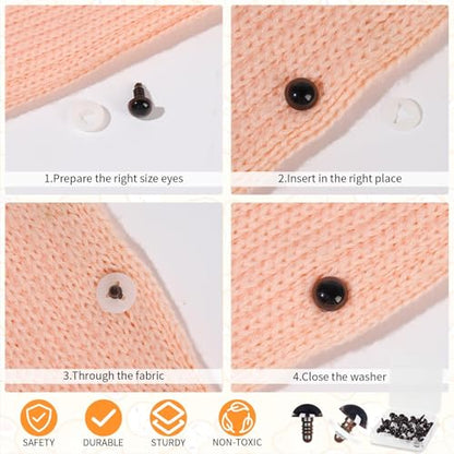 MUCUNNIA 80pcs 10mm Brown Safety Eyes for Crocheting with Washers - size: 10mm