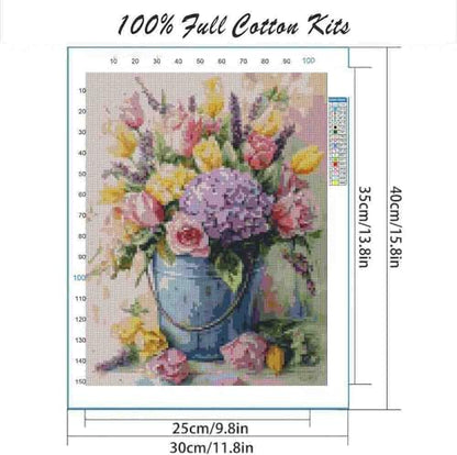 DYAIANGMU Flower Stamped Cross Stitch Kit for Adults 15.7x11.8 inches - color: Y035