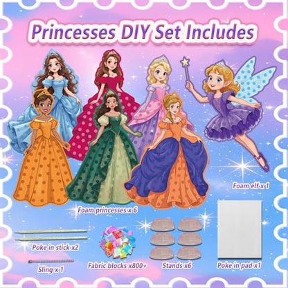 JRD&BS WINL Poke in Art Kit for Kids Toys Age 3-12 Year Old 3D Creative Princesses for Girls Birthday Gifts for 3 4 5 6 7 8 9Year Old Boy DIY Craft Art Kit for Teens Beginner Kids(Princesses) - style: princess