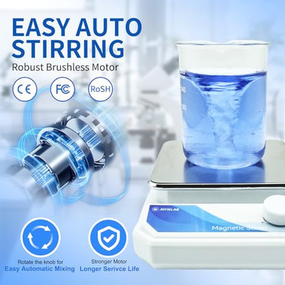 Magnetic Stirrer Set(4 Stir Bars & a Retriever), Strong Magnetic Stir Plate 3000rpm with Speed Control for Liquid Mixing, Magnetic Mixer for Chemistry, Lab, Yeast Starter, Drinks & DIYs