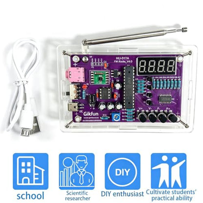 Gikfun FM Radio Kit Soldering Practice Kit DIY School Project FM 87-108MHz with 2 Power Supply Modes, Soldering Learning and Teaching for Beginners, Adults EK1989