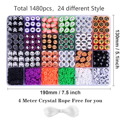 BBita 1480pcs Halloween Polymer Clay Beads Charms Friendship Bracelet Necklace Earring Jewelry Making kit, Accessories for Arts Crafts DIY Birthday Gifts for Women Girls - color: B1#Halloween Clay Beads